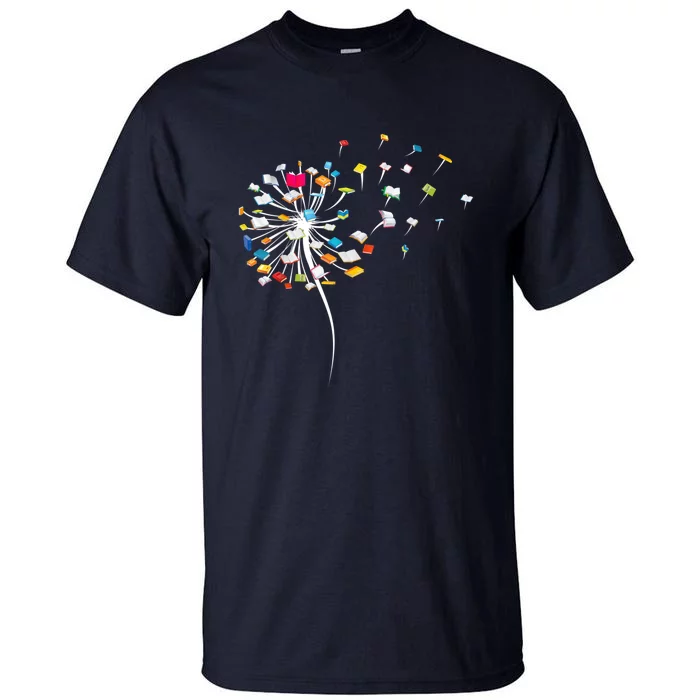 Funny Dandelion Books Gift For Reading Lover Tall T-Shirt