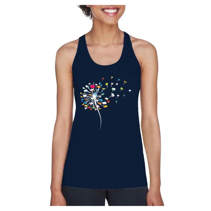 Funny Dandelion Books Gift For Reading Lover Women's Racerback Tank