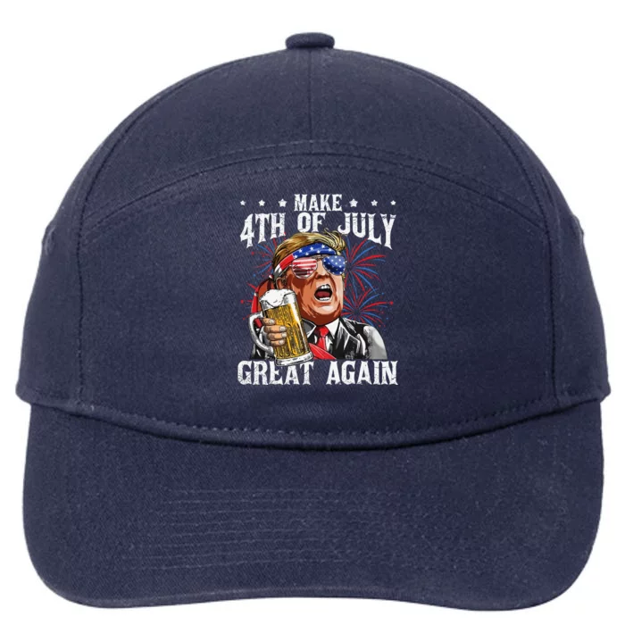 Funny Drinking Beer Party Make 4th Of July Great Again 7-Panel Snapback Hat