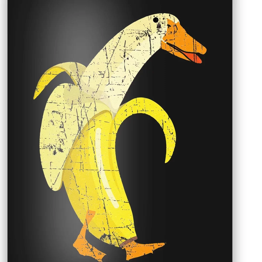 Funny Duck Banana Farm Animal Pun Distressed Design Poster