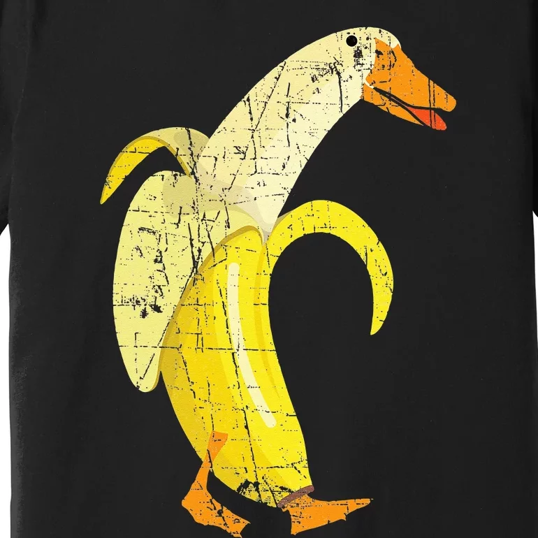 Funny Duck Banana Farm Animal Pun Distressed Design Premium T-Shirt