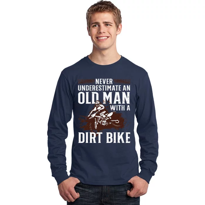 Funny Dirt Bike Art For Dirtbike Lover Men Grandpa Motorbike Tall Long Sleeve T-Shirt