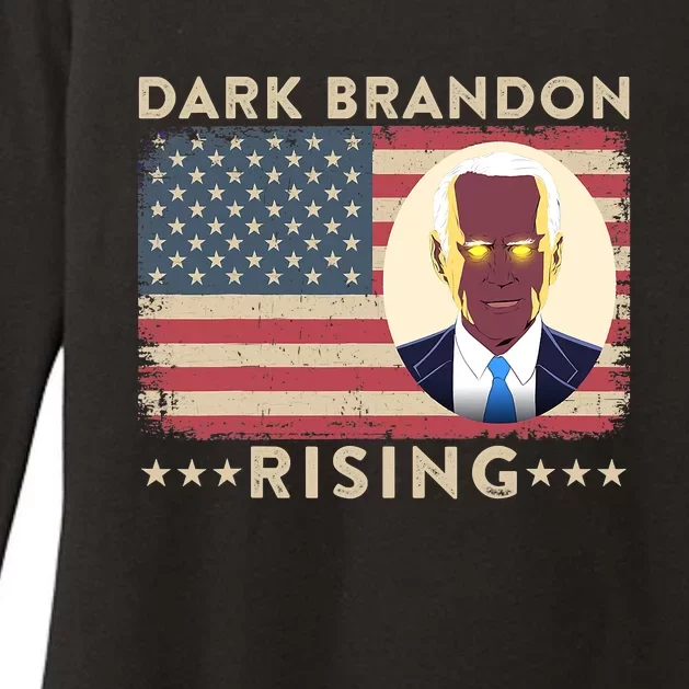 Funny Dark Brandon Is Rising Pro Biden USA Flag Womens CVC Long Sleeve Shirt