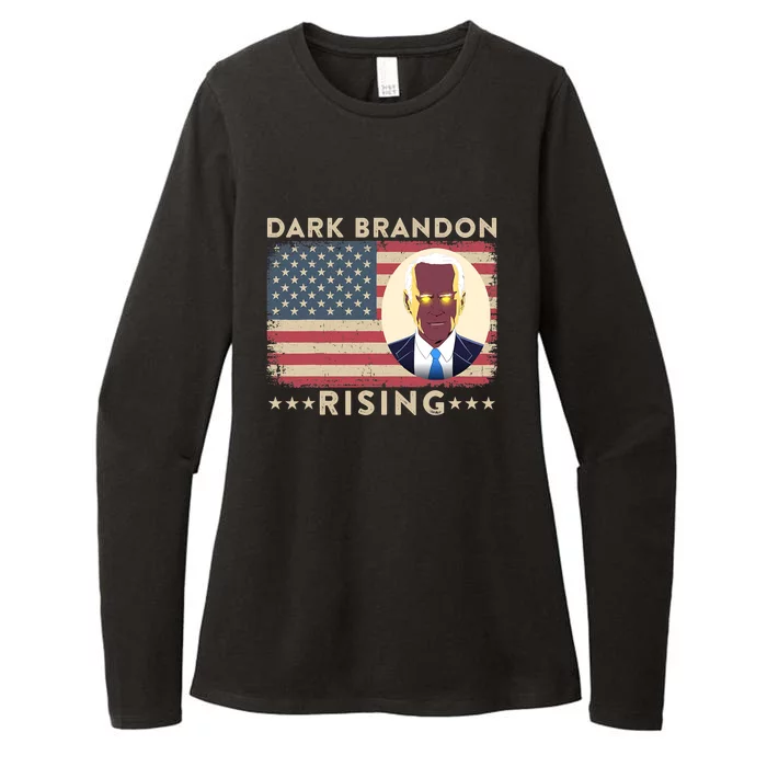 Funny Dark Brandon Is Rising Pro Biden USA Flag Womens CVC Long Sleeve Shirt