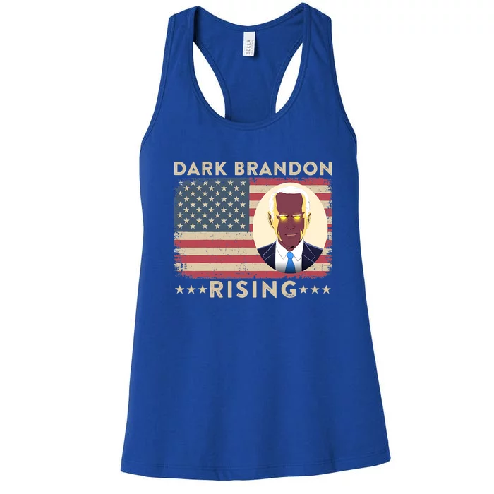 Funny Dark Brandon Is Rising Pro Biden USA Flag Women's Racerback Tank