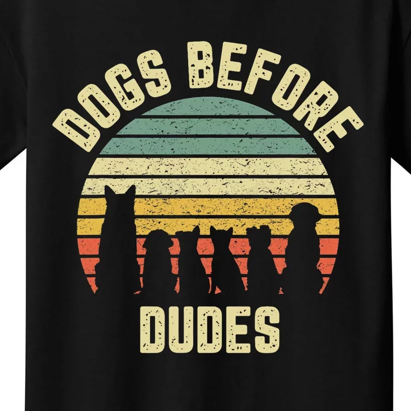 Funny Dogs Before Dudes Dog Lover Kids T-Shirt