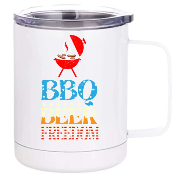 Fathers Day Bbq Beer Freedom Grill Grilling Gift Front & Back 12oz Stainless Steel Tumbler Cup