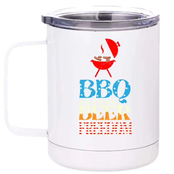 Fathers Day Bbq Beer Freedom Grill Grilling Gift Front & Back 12oz Stainless Steel Tumbler Cup