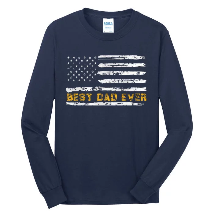 Fathers Day Best Dad Ever With US American Flag Tall Long Sleeve T-Shirt