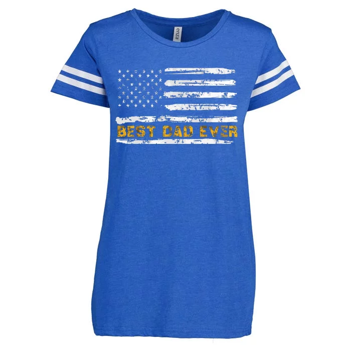 Fathers Day Best Dad Ever With US American Flag Enza Ladies Jersey Football T-Shirt