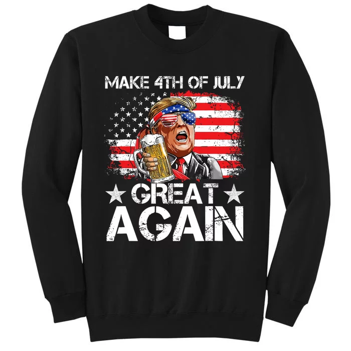 Funny Drinking Beer Team Make 4th Of July Great Again Tall Sweatshirt