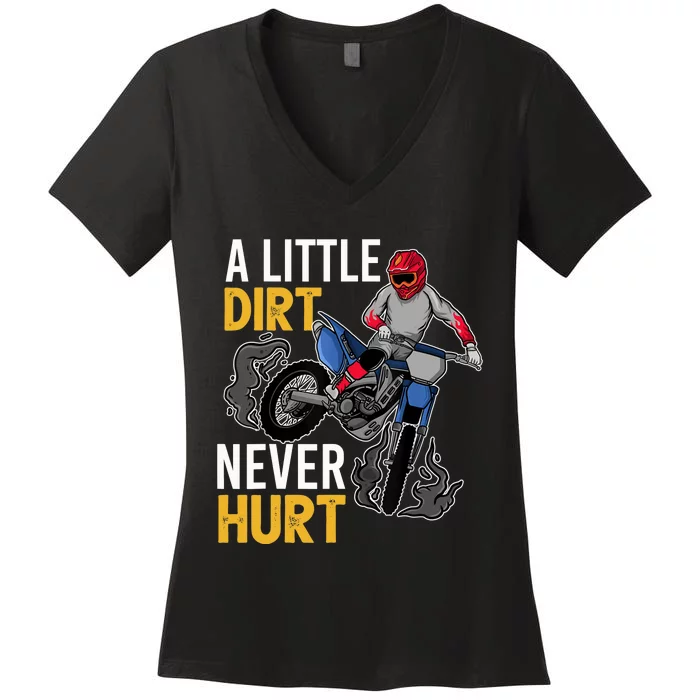 Funny Dirt Bike Design For Boys Girls Motorbike Racing Women's V-Neck T-Shirt