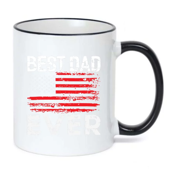 Best Dad Ever With US American Flag Fathers Day Gifts Black Color Changing Mug