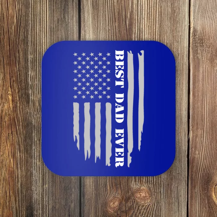 Father's Day Best Dad Ever With Us American Flag Cool Gift Coaster