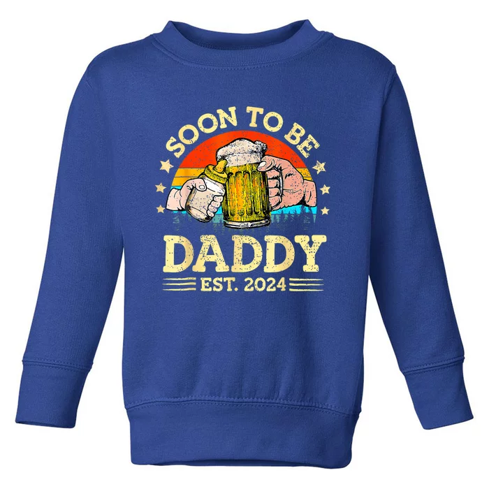 FatherS Day Beer Soon To Be Daddy 2024 First Toddler Sweatshirt