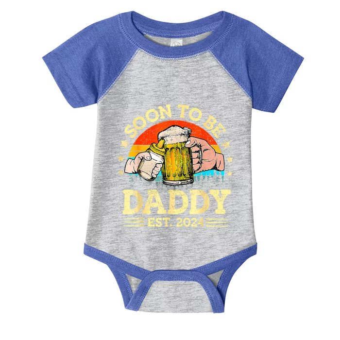 FatherS Day Beer Soon To Be Daddy 2024 First Infant Baby Jersey Bodysuit