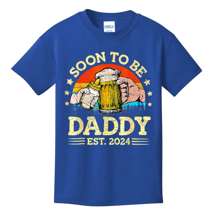 FatherS Day Beer Soon To Be Daddy 2024 First Kids T-Shirt