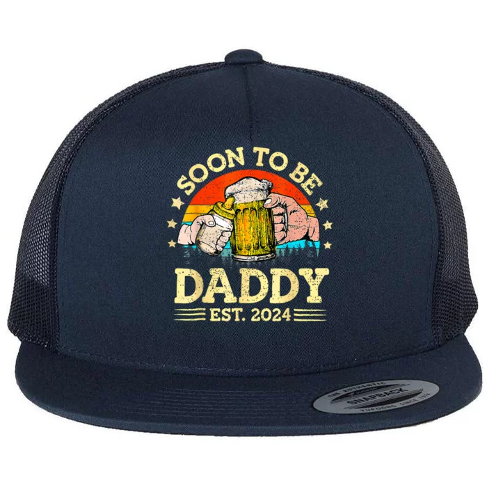 FatherS Day Beer Soon To Be Daddy 2024 First Flat Bill Trucker Hat