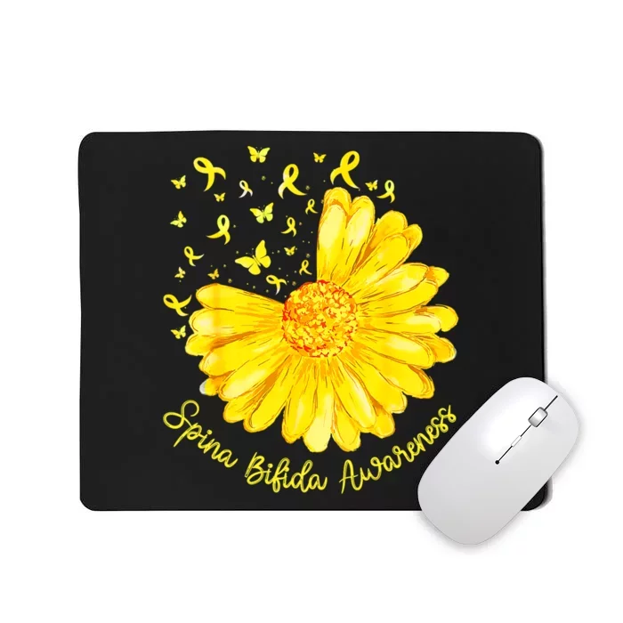 Funny Daisy Butterfly Yellow Ribbon Spina Bifida Awareness Mousepad