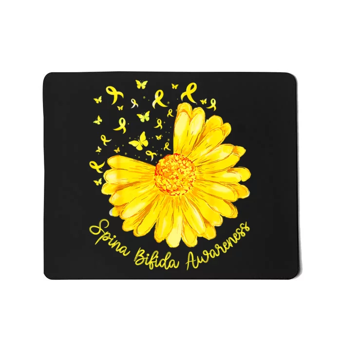 Funny Daisy Butterfly Yellow Ribbon Spina Bifida Awareness Mousepad