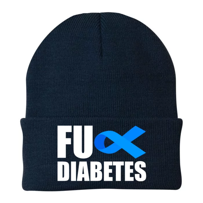 Fuck Diabetes Blue Ribbon Awareness Knit Cap Winter Beanie