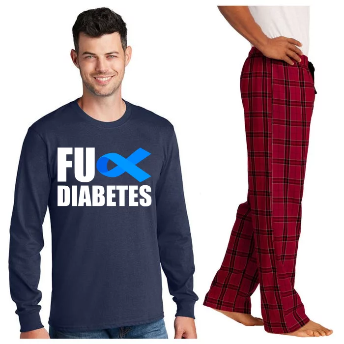 Fuck Diabetes Blue Ribbon Awareness Long Sleeve Pajama Set