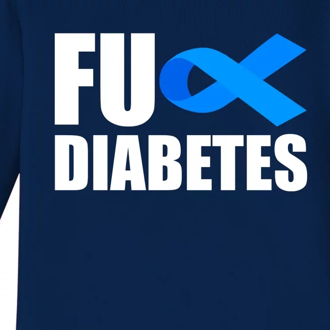 Fuck Diabetes Blue Ribbon Awareness Baby Long Sleeve Bodysuit