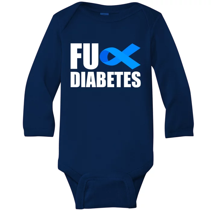 Fuck Diabetes Blue Ribbon Awareness Baby Long Sleeve Bodysuit