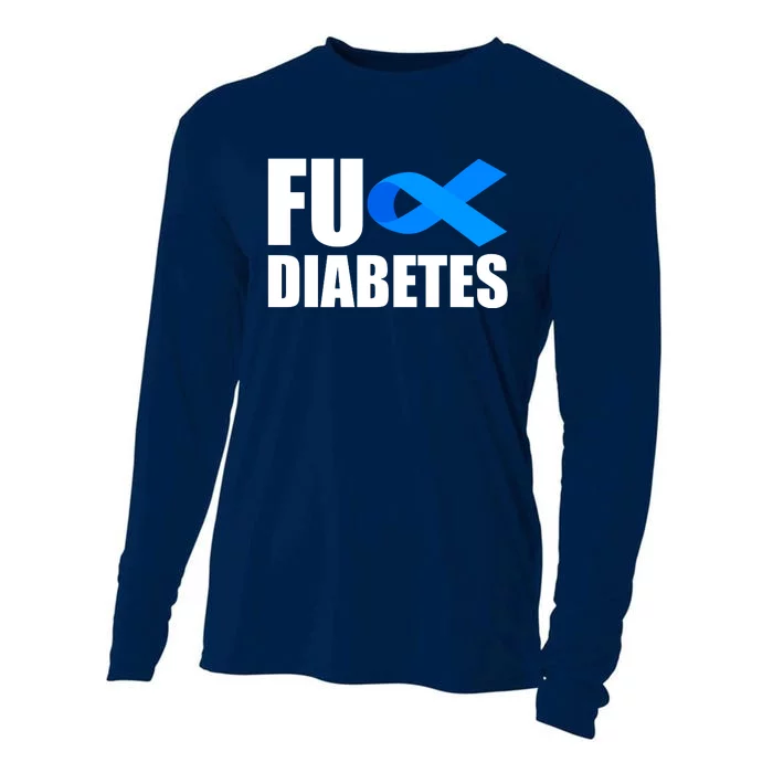 Fuck Diabetes Blue Ribbon Awareness Cooling Performance Long Sleeve Crew