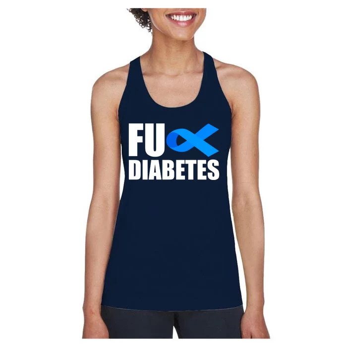 Fuck Diabetes Blue Ribbon Awareness Women's Racerback Tank