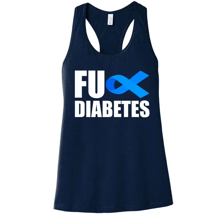 Fuck Diabetes Blue Ribbon Awareness Women's Racerback Tank