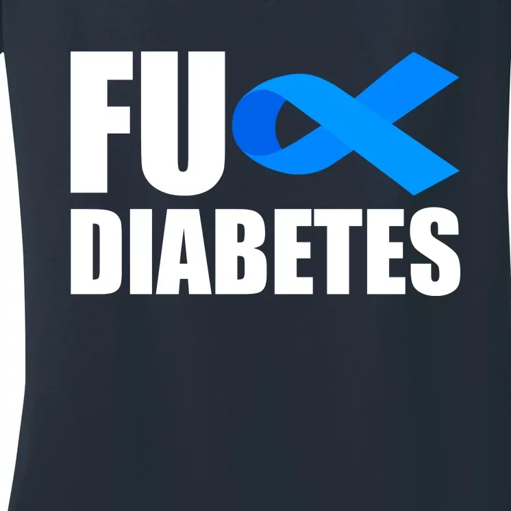 Fuck Diabetes Blue Ribbon Awareness Women's V-Neck T-Shirt