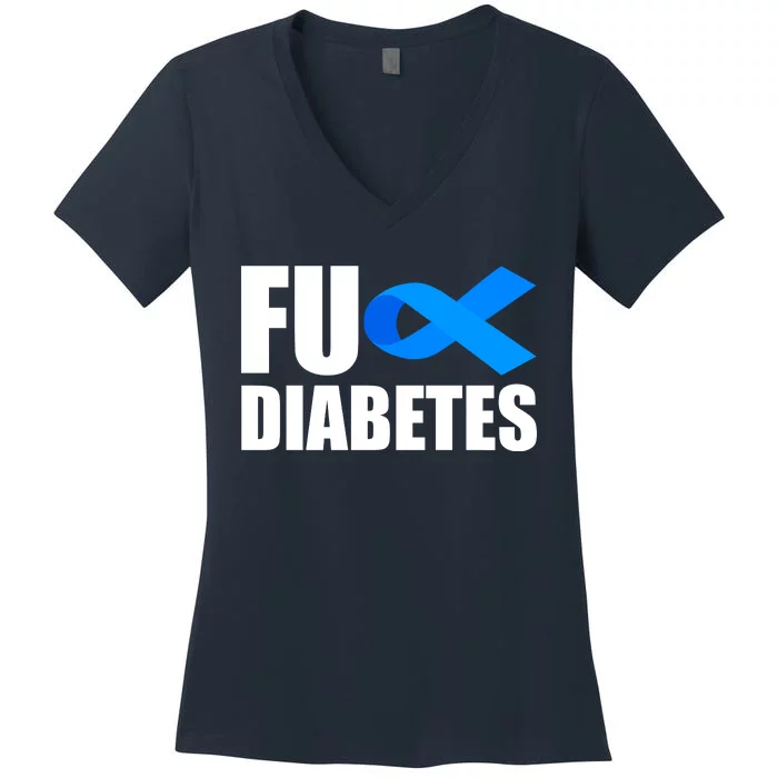 Fuck Diabetes Blue Ribbon Awareness Women's V-Neck T-Shirt