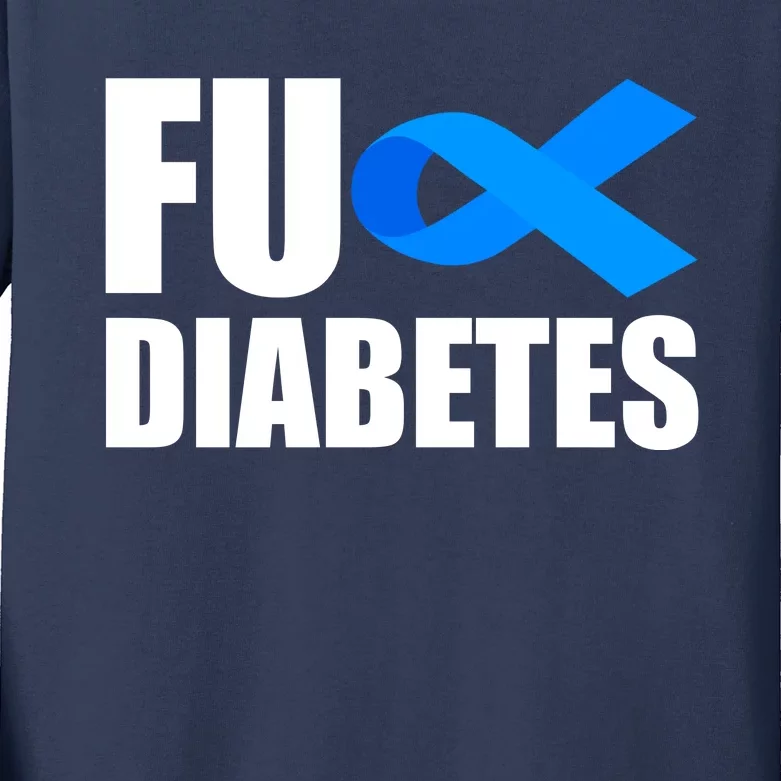 Fuck Diabetes Blue Ribbon Awareness Kids Long Sleeve Shirt