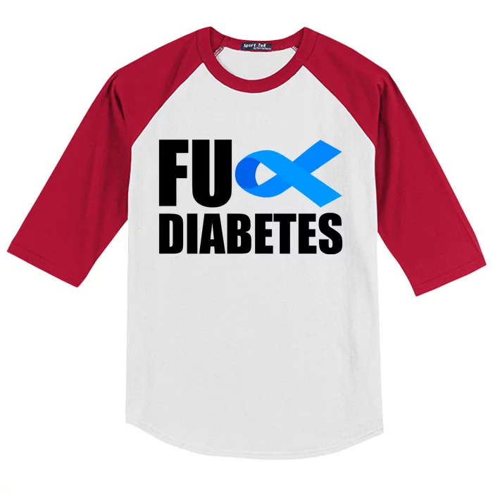 Fuck Diabetes Blue Ribbon Awareness Kids Colorblock Raglan Jersey