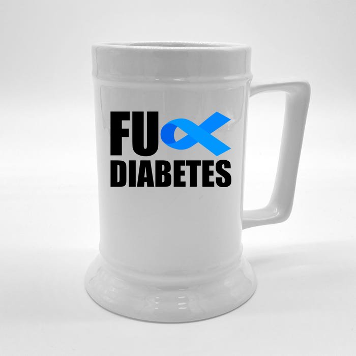 Fuck Diabetes Blue Ribbon Awareness Front & Back Beer Stein