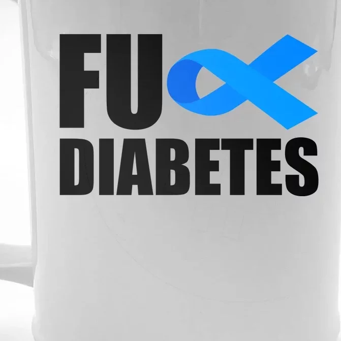 Fuck Diabetes Blue Ribbon Awareness Front & Back Beer Stein