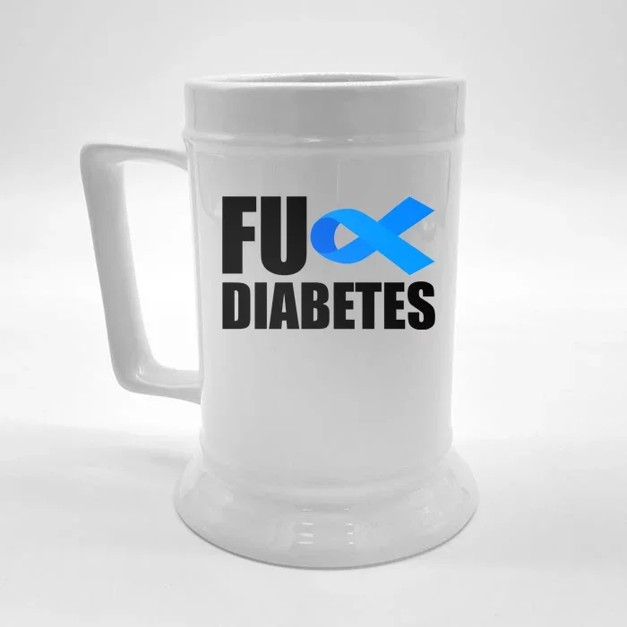 Fuck Diabetes Blue Ribbon Awareness Front & Back Beer Stein