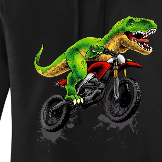 Funny Dirt Bike For Boy Dinosaur Motorcycle Riding Women's Pullover Hoodie