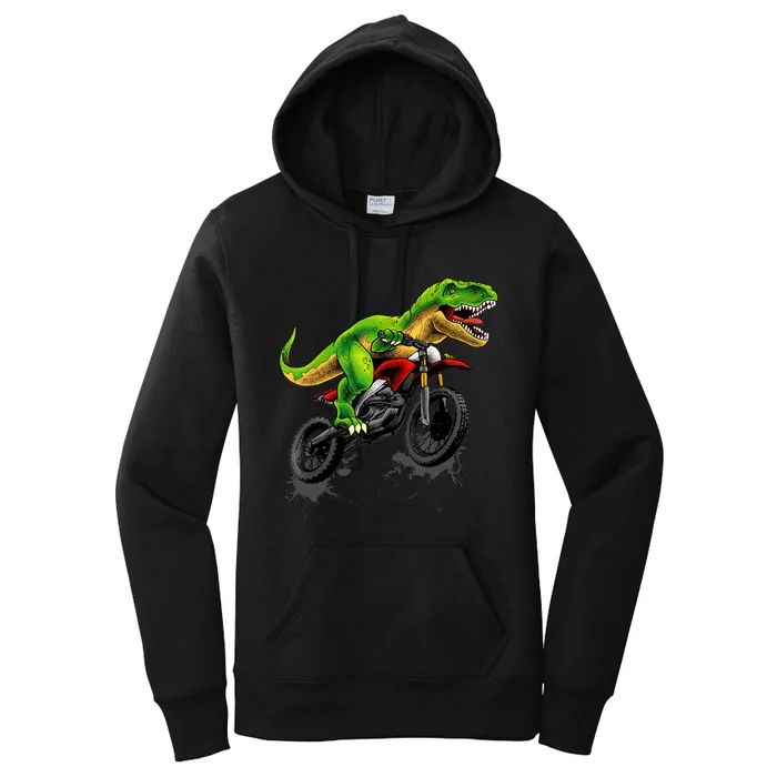 Funny Dirt Bike For Boy Dinosaur Motorcycle Riding Women's Pullover Hoodie