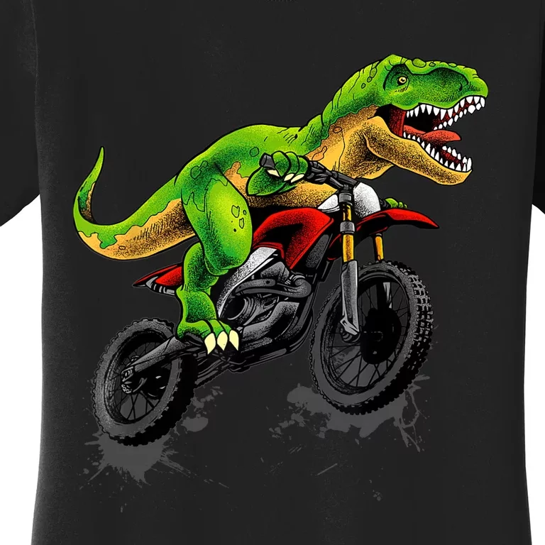 Funny Dirt Bike For Boy Dinosaur Motorcycle Riding Women's T-Shirt