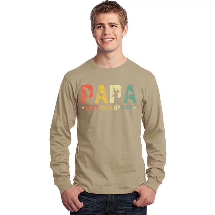 Fathers Day Best Papa By Par Golf Gift Papa Golf Long Sleeve Shirt