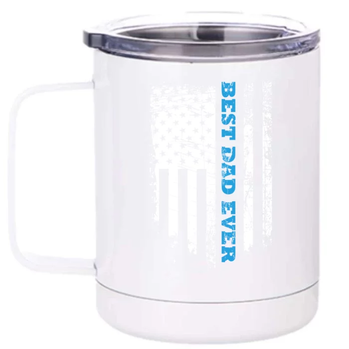 Fathers Day Best Dad Ever With US American Flag Front & Back 12oz Stainless Steel Tumbler Cup