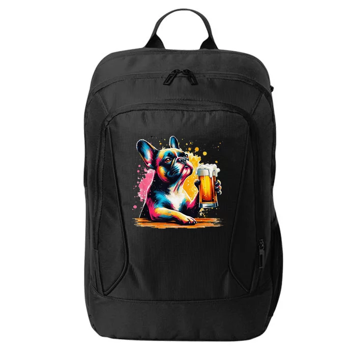 French Dog Beer Drinker Funny French Bulldog City Backpack