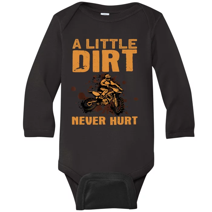 Funny Dirt Bike For Motocross Dirtbike Lover Baby Long Sleeve Bodysuit