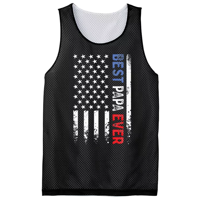 Fathers Day Best Papa Ever With US American Flag Mesh Reversible Basketball Jersey Tank