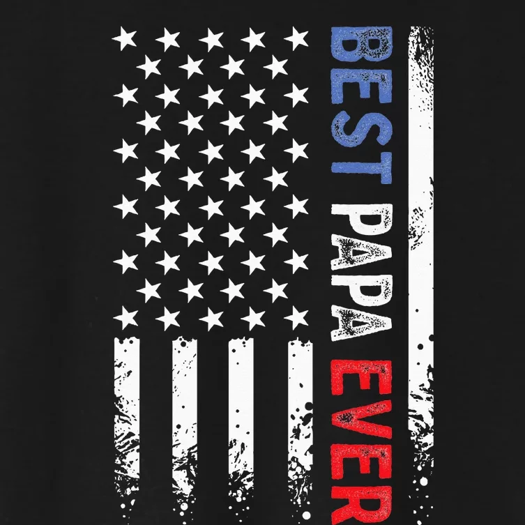 Fathers Day Best Papa Ever With US American Flag Women's Crop Top Tee