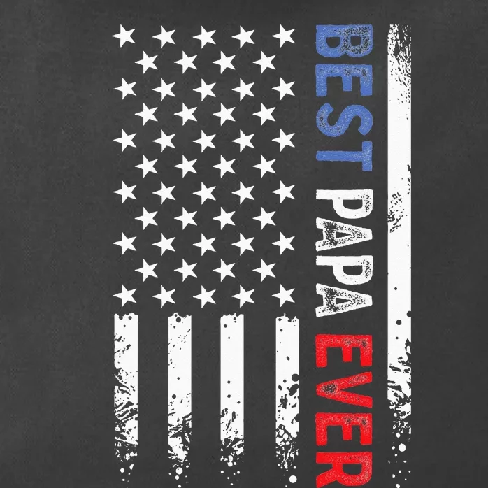 Fathers Day Best Papa Ever With US American Flag Zip Tote Bag