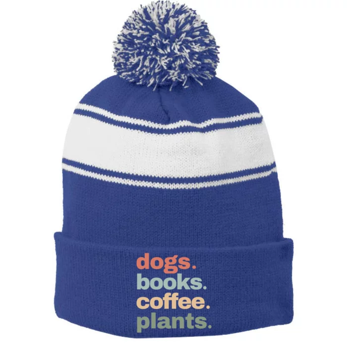 Funny Dogs Books Coffee Plant Lover Gardening Mothers Day Gift Stripe Pom Pom Beanie