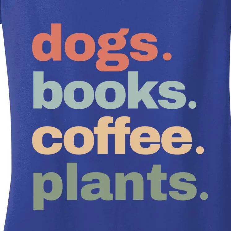 Funny Dogs Books Coffee Plant Lover Gardening Mothers Day Gift Women's V-Neck T-Shirt